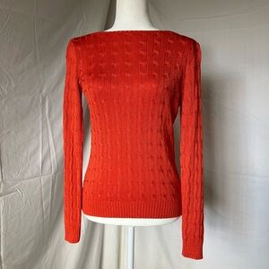 Ralph Lauren Black Label 100% Silk Cableknit Scoop Back Sweater